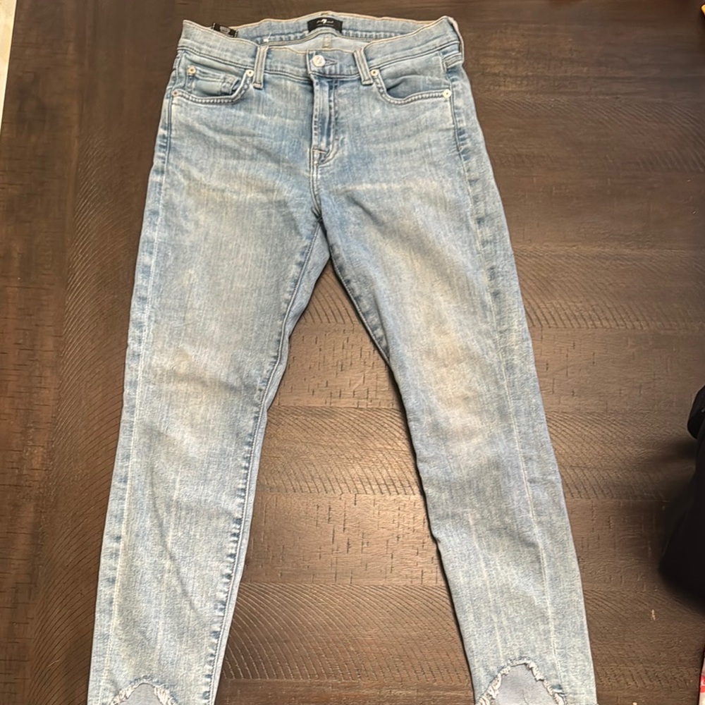 Blue Skinny Jeans with Distressed Look